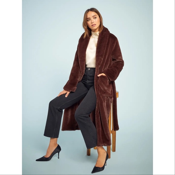 Reformation Hudson Faux Fur Coat - Picture 1 of 8